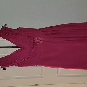 Elegant V-Neck Wine Red Evening Dress